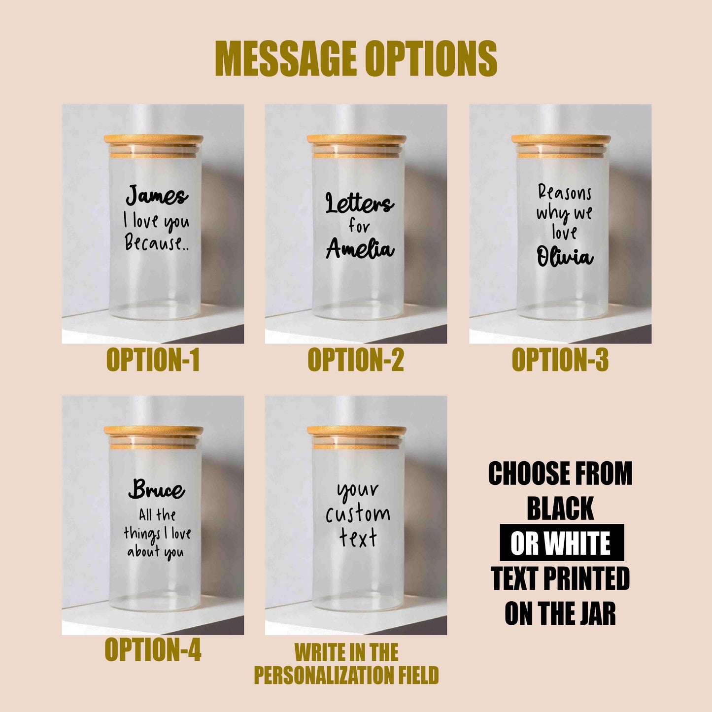 Personalized Love Notes Jar, DIY Couple Gift, Custom Glass Storage Jar, DIY for lover, partner, husband, boyfriend, girlfriend, family