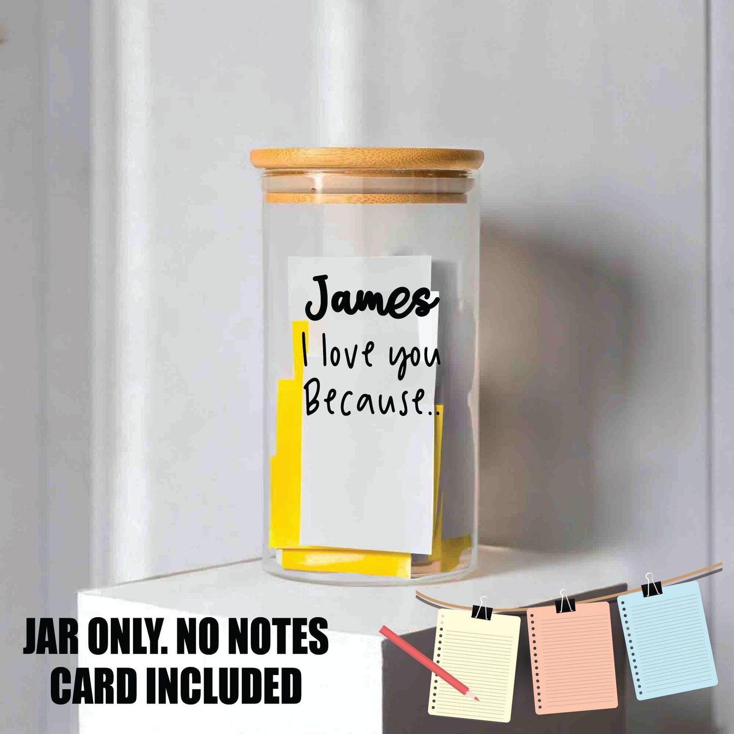 Personalized Love Notes Jar, DIY Couple Gift, Custom Glass Storage Jar, DIY for lover, partner, husband, boyfriend, girlfriend, family