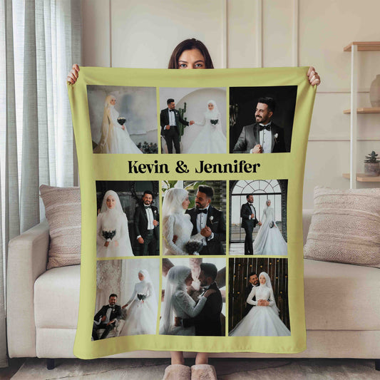 Personalized Photo Blanket, Photo Blanket with Text, Personalized Wedding Gift, Memorial Blanket, Anniversary Gift, Couples Gift, Gift for Her